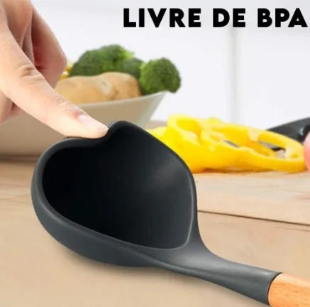 Kit 12 Peças Colher para Cozinha Silicone BPA Antiferrugem Utensílios de Cozinha Jogo de Colher